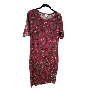 LuLaRoe Feather Patterned Julia Dress Size Medium
